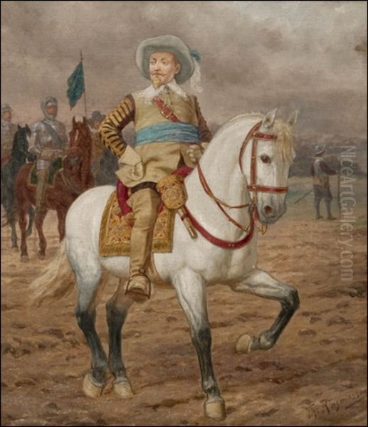 Kustaa Ii Adolf Hevosineen (gustaf Ii Adolf And His Horse) Oil Painting by Thorvald Rasmussen