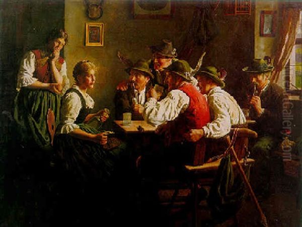 In The Tavern Oil Painting by Emil Rau