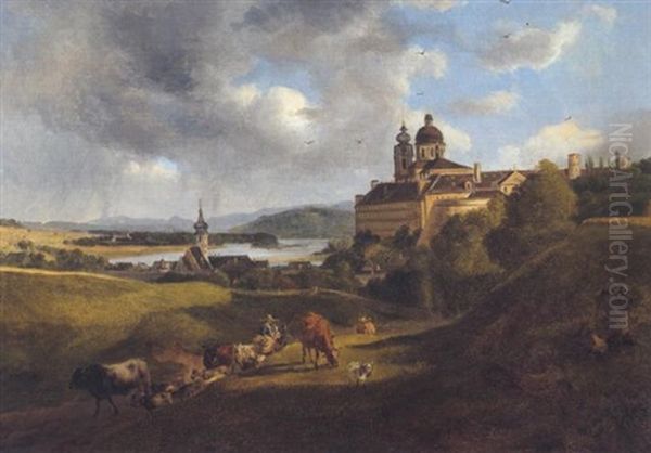 Ansicht Von Kloster Melk An Der Donau Oil Painting by Johann Nepomuk Rauch