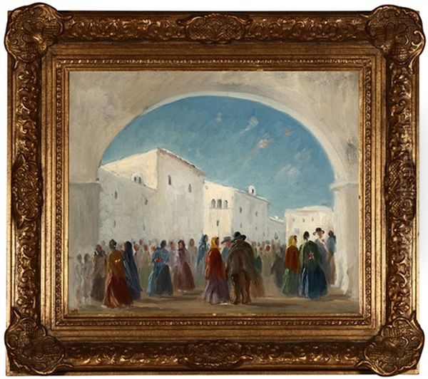 Fiesta, Pueblo, Los Angeles Oil Painting by Marian McCartney Raulston