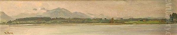 Wolkenverhangene Landschaft Am Chiemsee Oil Painting by Karl Raupp