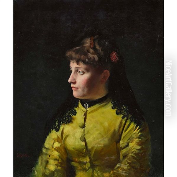 Bildnis Einer Dame Im Gelben Kleid Oil Painting by Edouard John E. Ravel