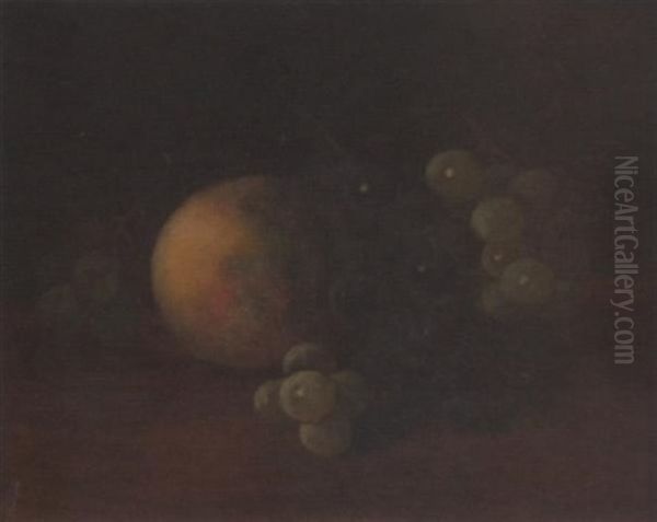 Still Life With Grapes And Peach Oil Painting by Carducius Plantagenet Ream