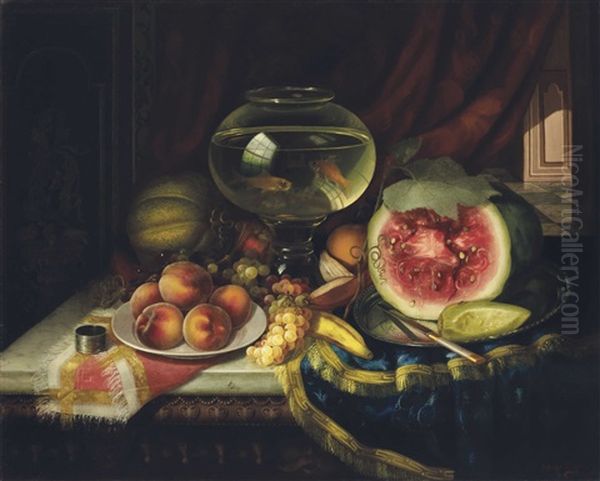 Still Life With Goldfish Bowl Oil Painting by Morston Constantine Ream