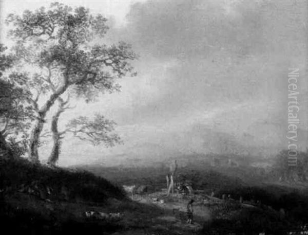 Berglandschaft Mit Bogenbrucke Oil Painting by Franz Rechberger