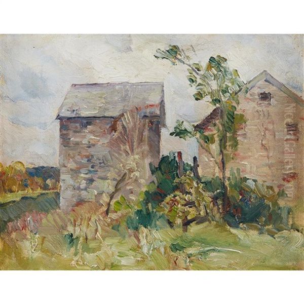 Bucks County Springhouses Oil Painting by Stanley L. Reckless