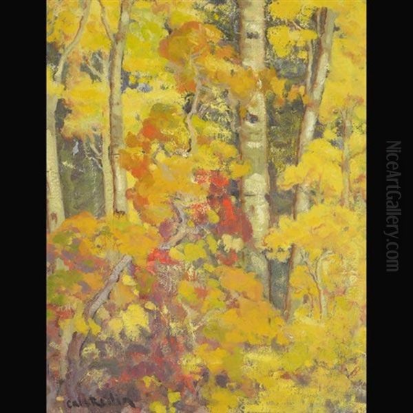 Yellow Aspens Oil Painting by Carl Redin