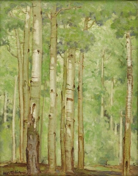Aspens In Early Summer Oil Painting by Carl Redin