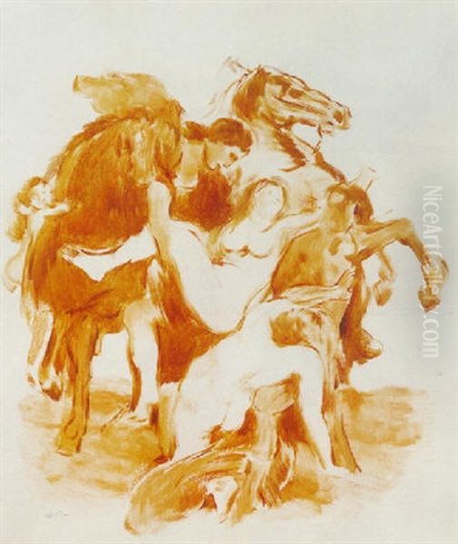 L'enlevement Des Filles De Leucippe Oil Painting by Odilon Redon