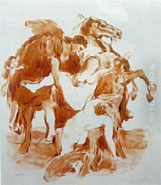 L'enlevement Des Filles De Leucippe Oil Painting by Odilon Redon