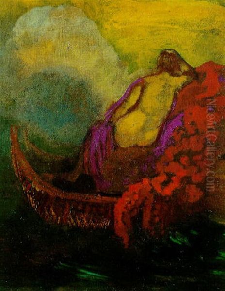 Femme A La Barque: Quand La Forme Prend Le Pas Sur Le Fond Oil Painting by Odilon Redon