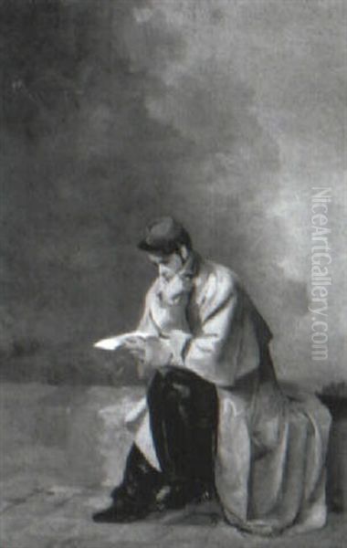 Soldier Contemplating The Letter Oil Painting by Guillaume Urbain Regamey