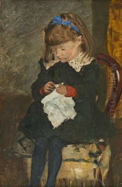 Portrait D'emma Bogaerts Enfant Oil Painting by Dario de Regoyos