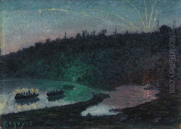 Fireworks Oil Painting by Dario de Regoyos