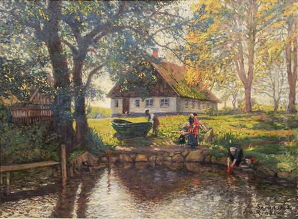 Summer In Sorup Oil Painting by Julius Christian Rehder