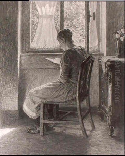 A Sunlight Corner Oil Painting by Julius Christian Rehder