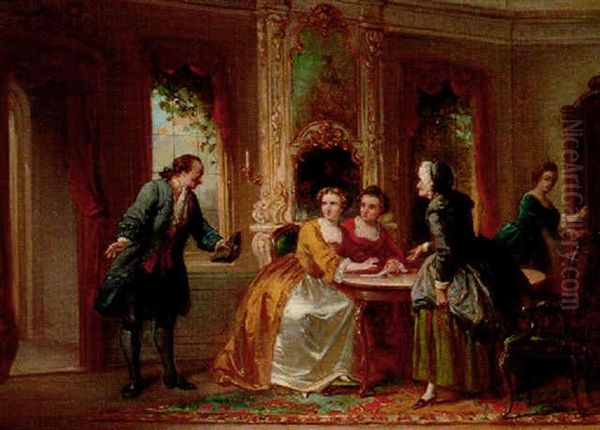 An Elegant Entrance Oil Painting by Henricus Engelbertus Reijntjens