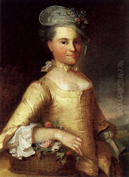 Bildnis Einer Dame Mit Blumenkorb Oil Painting by Joseph Reinhart