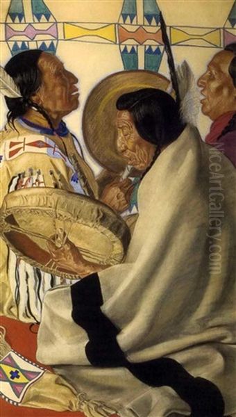 The Drummers Oil Painting by Winold Reiss