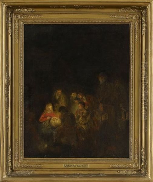 The Adoration Of The Shepherds Oil Painting by  Rembrandt van Rijn