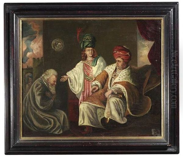 Joseph Stellt Seinem Vater Dem Pharao Vor. Bezeichnungen Und Datierung Oil Painting by  Rembrandt van Rijn