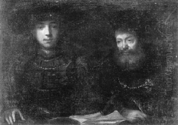 Zwei Manner Oil Painting by  Rembrandt van Rijn