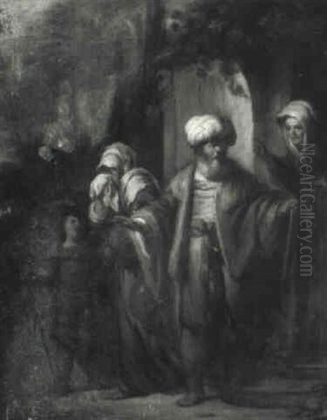 The Banishment Of Hagar And Ishmael Oil Painting by  Rembrandt van Rijn