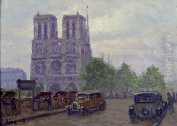Paris, Notre-dame Matin Gris Oil Painting by Primitif Bono