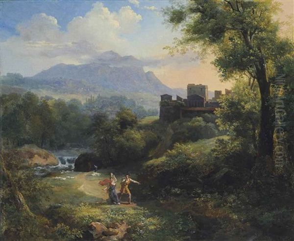 Arcadian Landscape Oil Painting by Jean Charles Joseph Remond