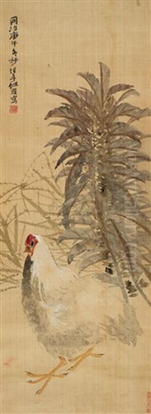 Hen Oil Painting by Ren Bonian
