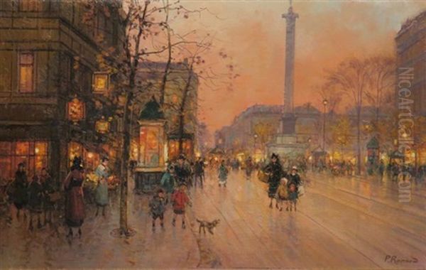 Place Vendome Oil Painting by Paul Renard