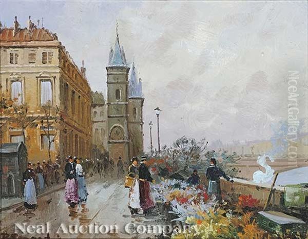 The Flower Seller Oil Painting by Paul Renard