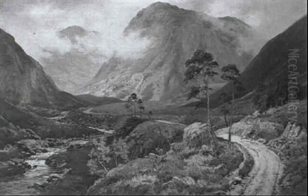 A Stream Among The Mountains [&] Highland Lake Oil Painting by George Melvin Rennie