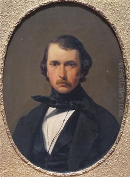 Portrait Du Peintre Gustave Saltzmann Oil Painting by Charles Caius Renoux
