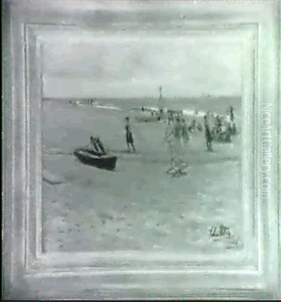 Beach Scene Oil Painting by John Rettig
