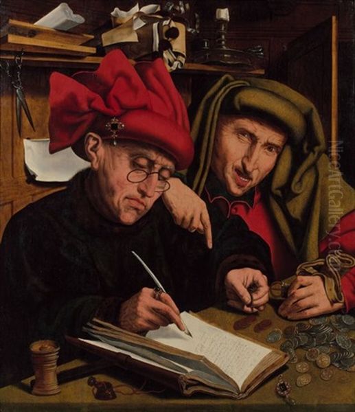 Le Percepteur D'impots Et Son Garant Oil Painting by Marinus van Reymerswaele