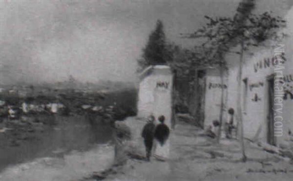 Am Kanal Oil Painting by Antonio Maria de Reyna Manescau