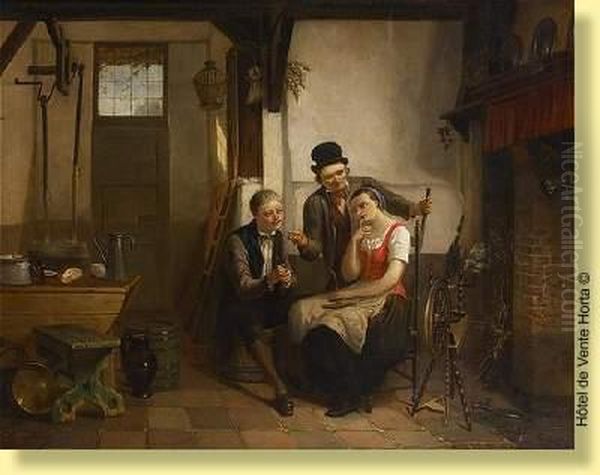 Galante Conversation Oil Painting by P. Constantin Boon