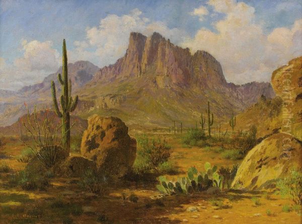 Untitled Desert Landscape Oil Painting by Elmer L. Boone
