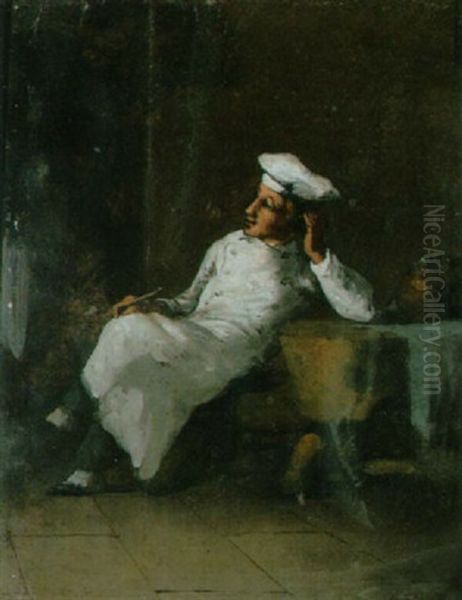 Der Nachdenkliche Koch Oil Painting by Germain Theodore Ribot