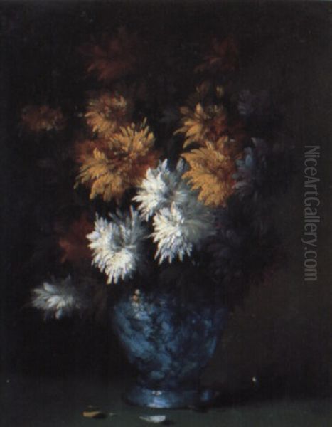 Stilleben Med Blommor I Vas Oil Painting by Germain Theodure Clement Ribot