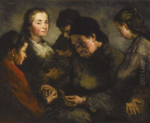 La Diseuse De Bonne Aventure Oil Painting by Theodule Augustine Ribot