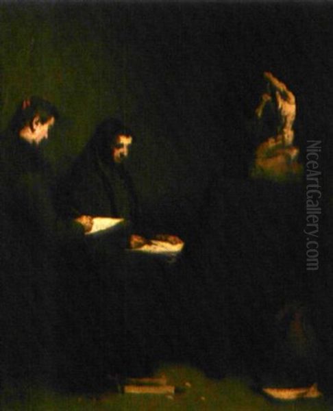 La Lecon De Dessin Oil Painting by Theodule Ribot
