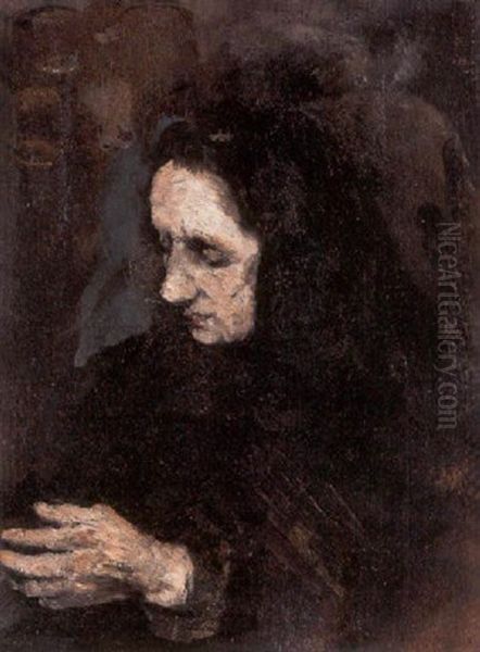 Etude Pour Le Portrait De La Soeur Du Peintre Oil Painting by Theodule Augustine Ribot