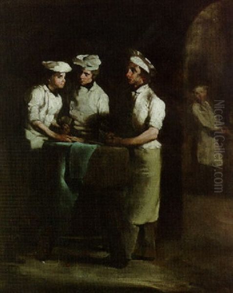 Les Trois Cuisiniers Oil Painting by Theodule Ribot