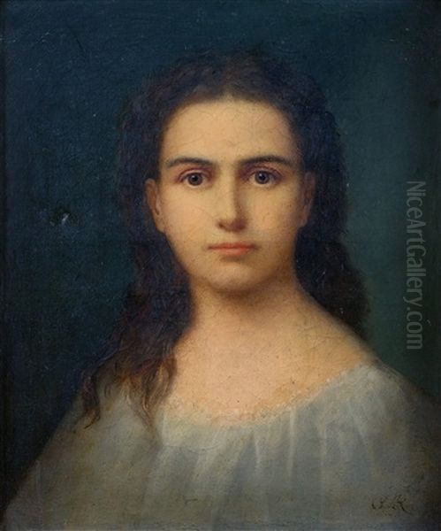 Portrait De Jeune Fille En Buste Oil Painting by Louis Gustave Ricard