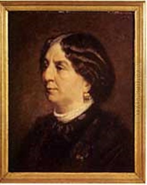 Portrait De George Sand Oil Painting by Louis Gustave Ricard