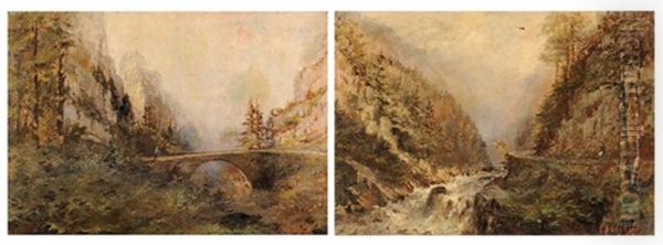 Torrents De Montagne (pair) Oil Painting by Georges Ricard-Cordingley