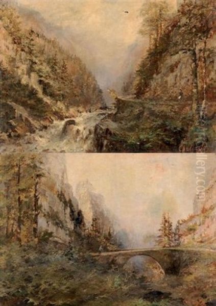 Torrents De Montagne (pair) Oil Painting by Georges Ricard-Cordingley