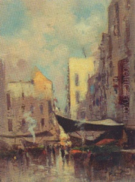 Gadeparti Fra Napoli Oil Painting by Oscar Ricciardi